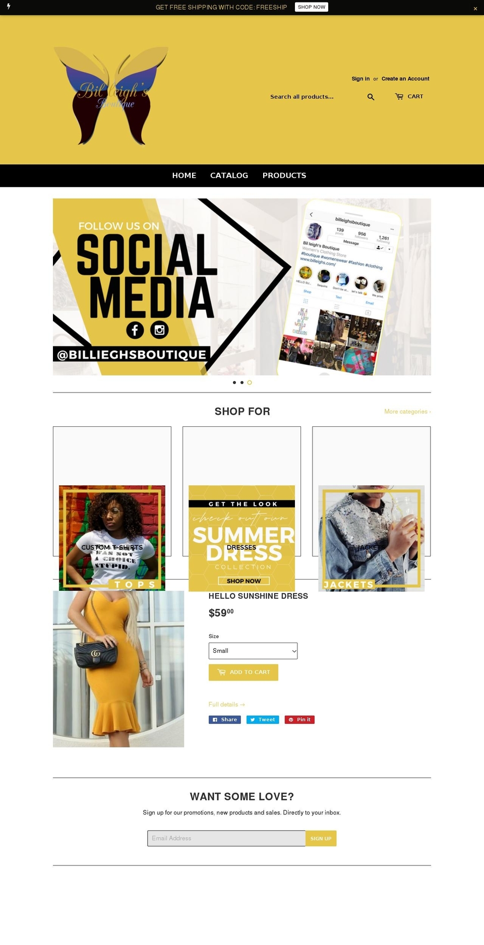 billeighs.com — Shopify storefront screenshot