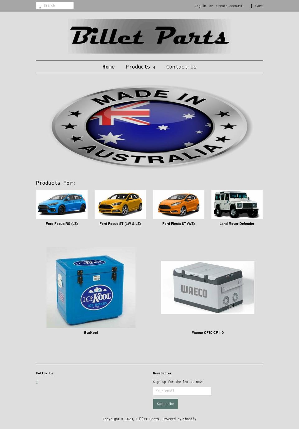billetparts.com.au shopify website screenshot
