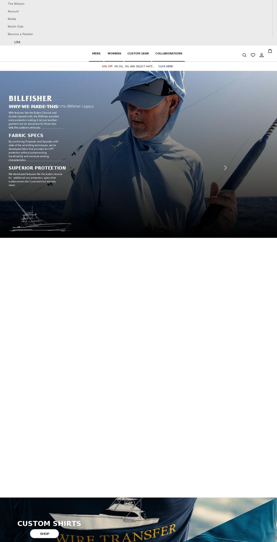 billfishgear.com shopify website screenshot