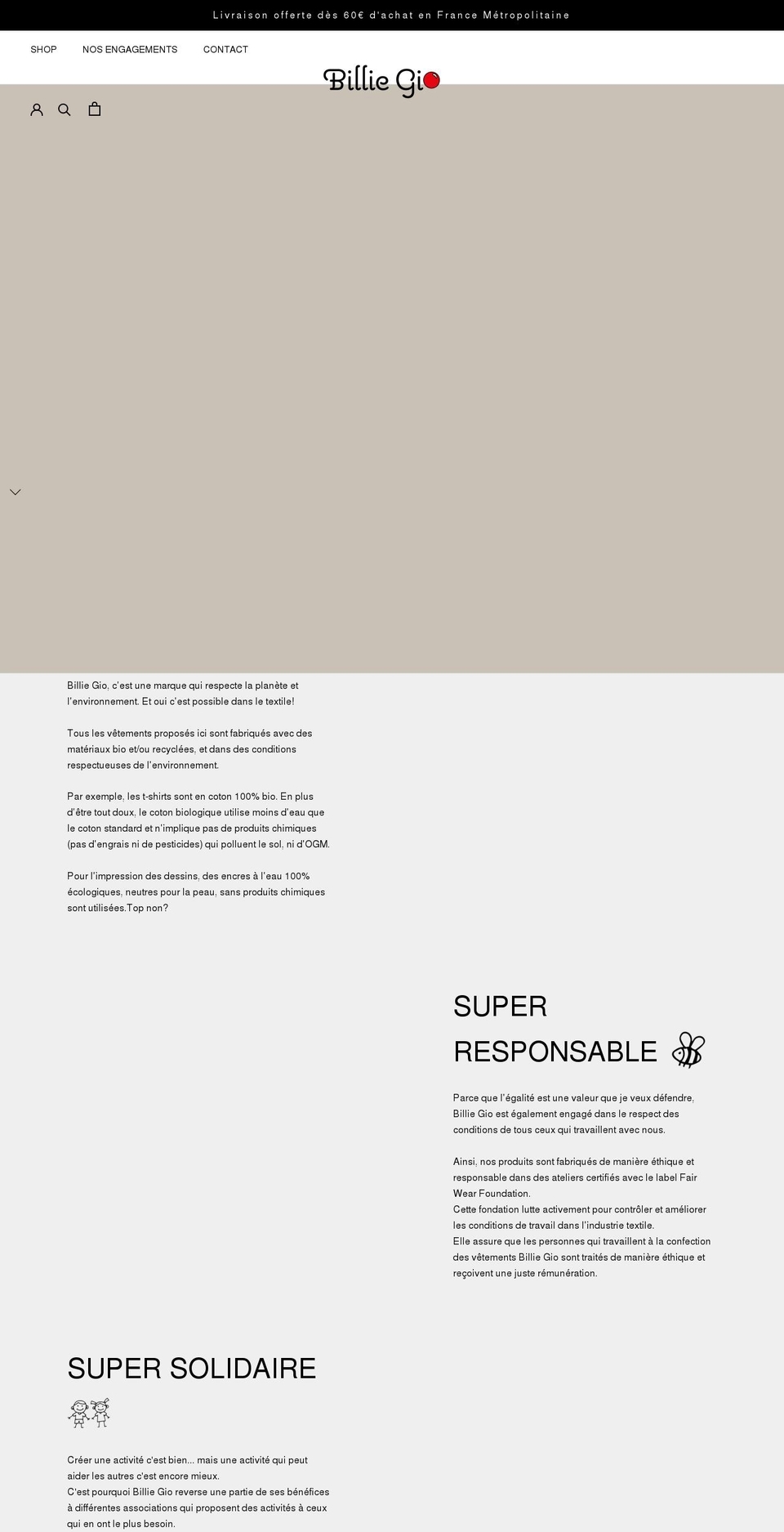 billiegio.com shopify website screenshot