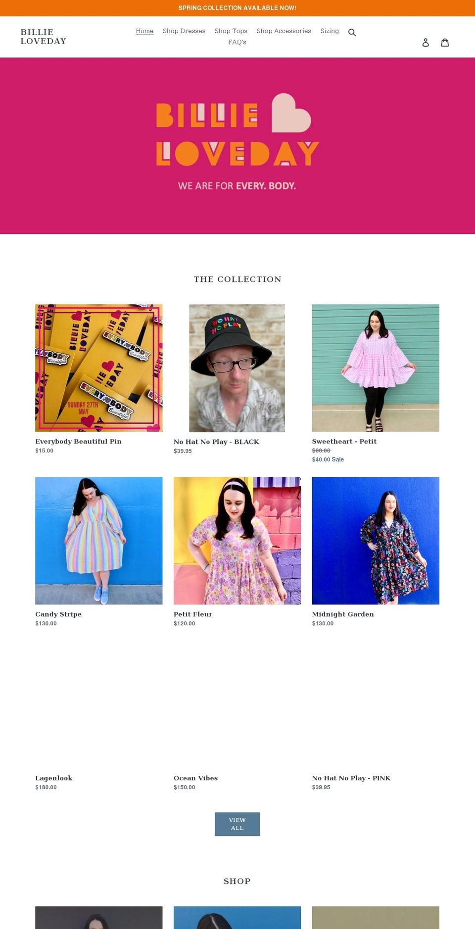 billieloveday.com shopify website screenshot