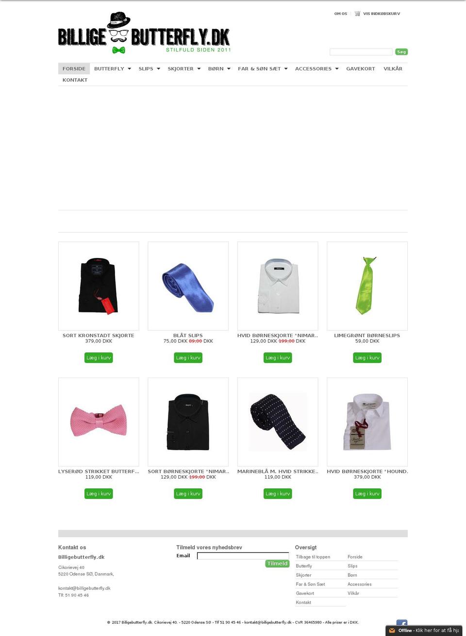 billigebutterfly.dk shopify website screenshot