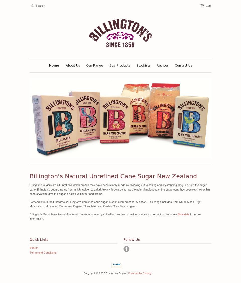 billingtons.co.nz shopify website screenshot