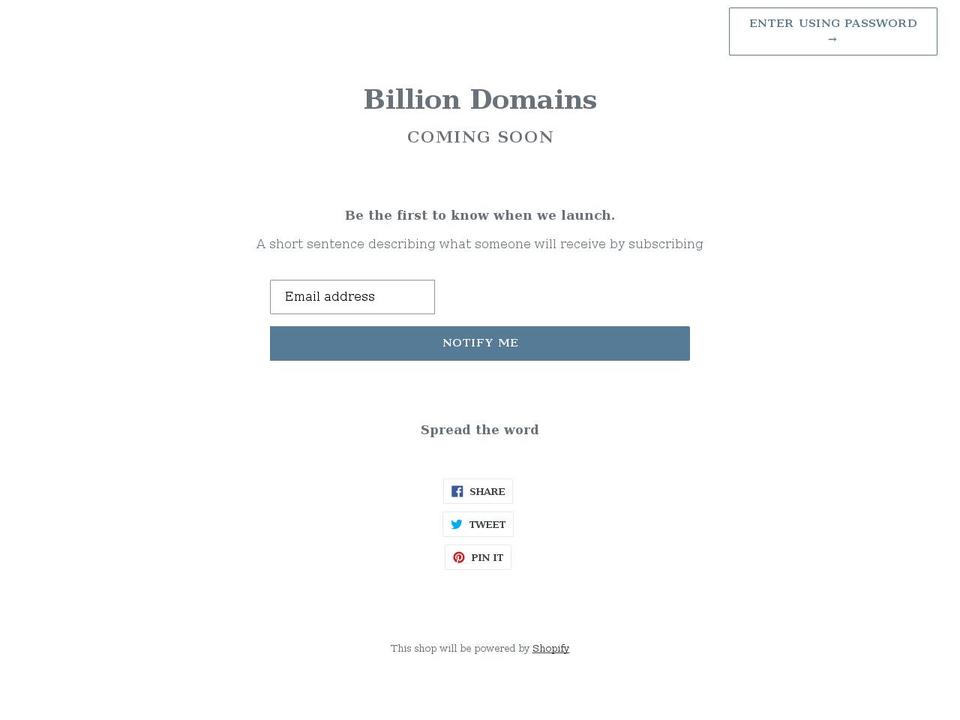 billion-domains.myshopify.com shopify website screenshot