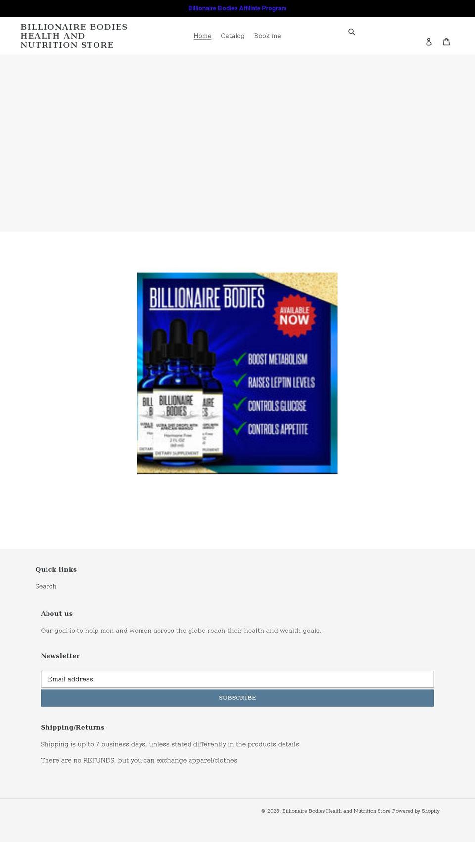 billionairebodies1.com shopify website screenshot