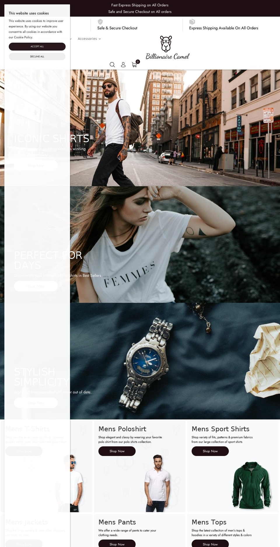 billionairecamel.com — Shopify storefront screenshot