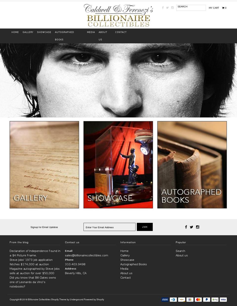 billionairecollectibles.com — Shopify storefront screenshot