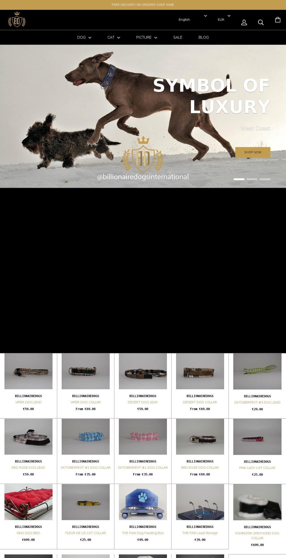billionairedogs.com — Shopify storefront screenshot