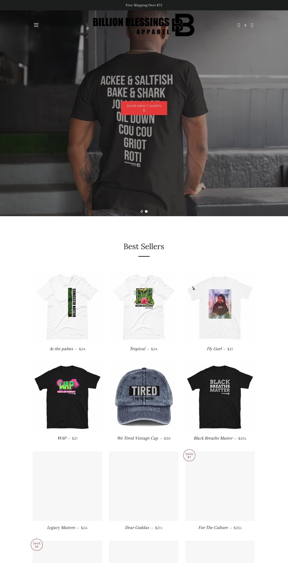 billionblessingsapparel.com — Shopify storefront screenshot