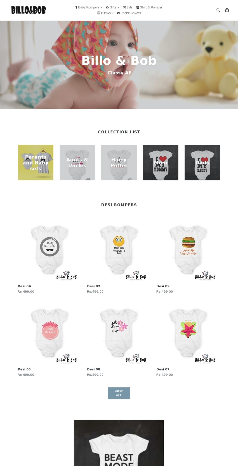 billoandbob.com — Shopify storefront screenshot