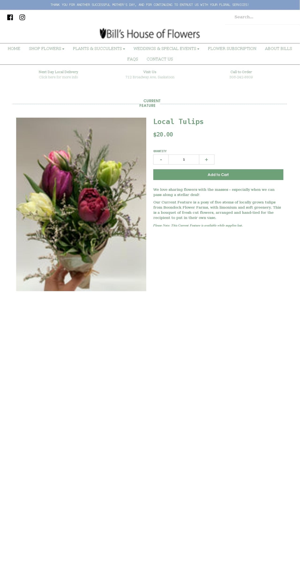 billshouseofflowers.com shopify website screenshot