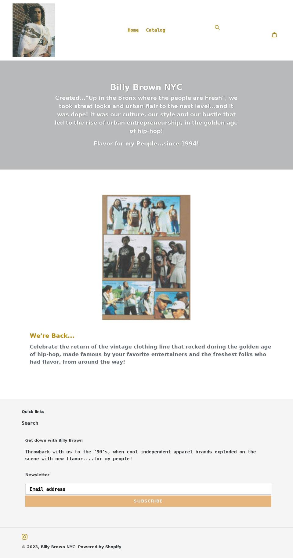 billybrownnyc.com shopify website screenshot