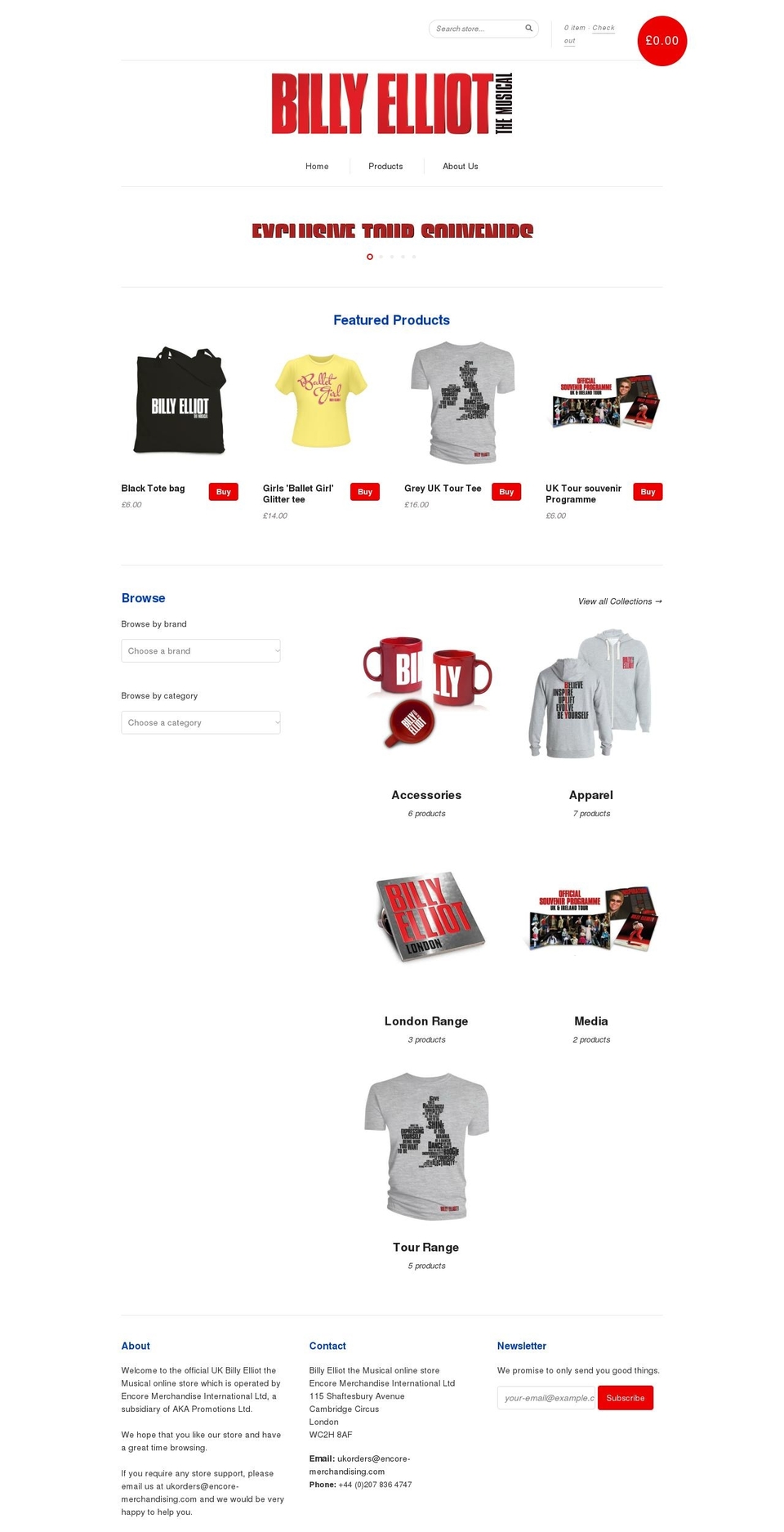 billyelliotthemusicalonlineshop.com shopify website screenshot