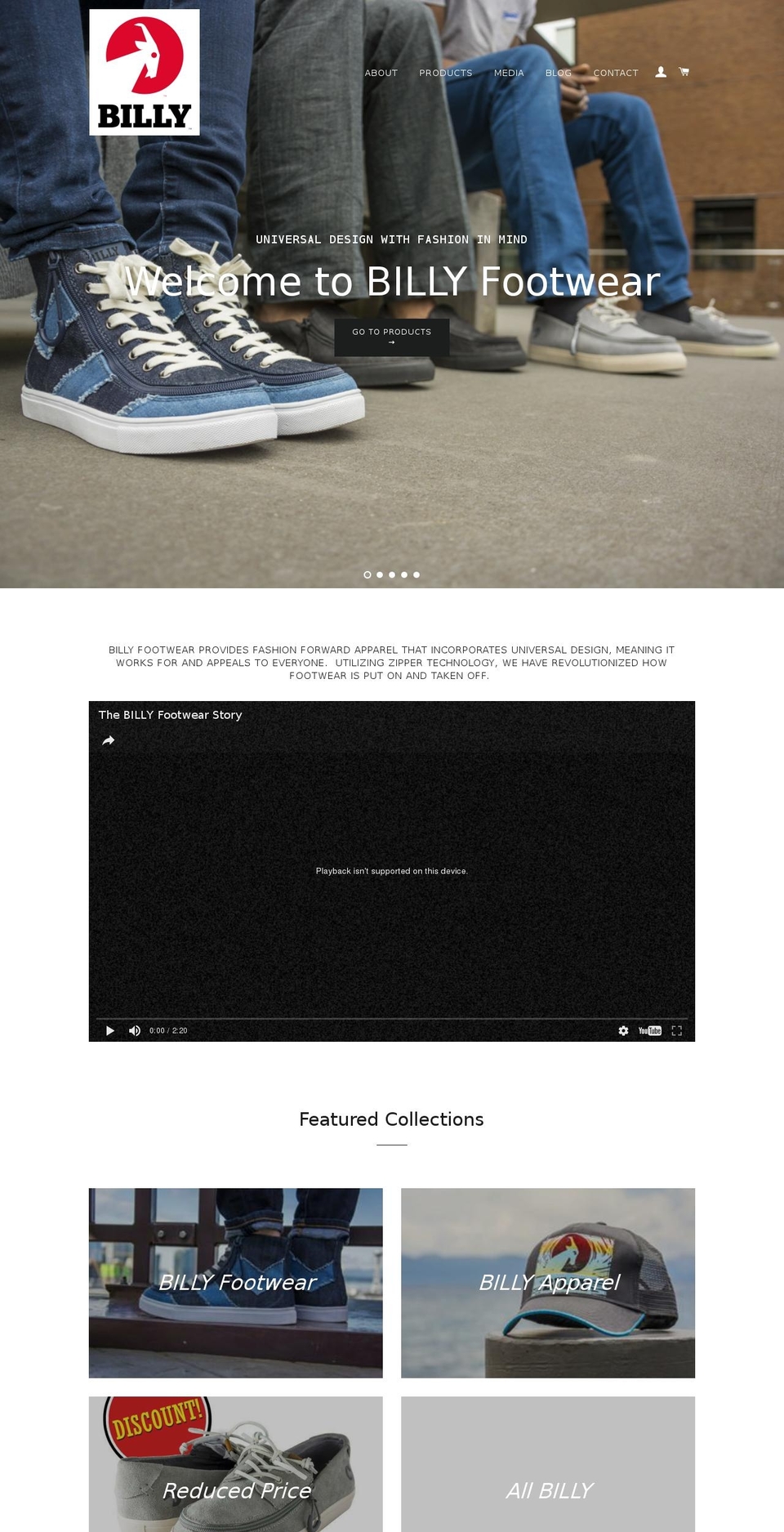 billyfootwear.com shopify website screenshot