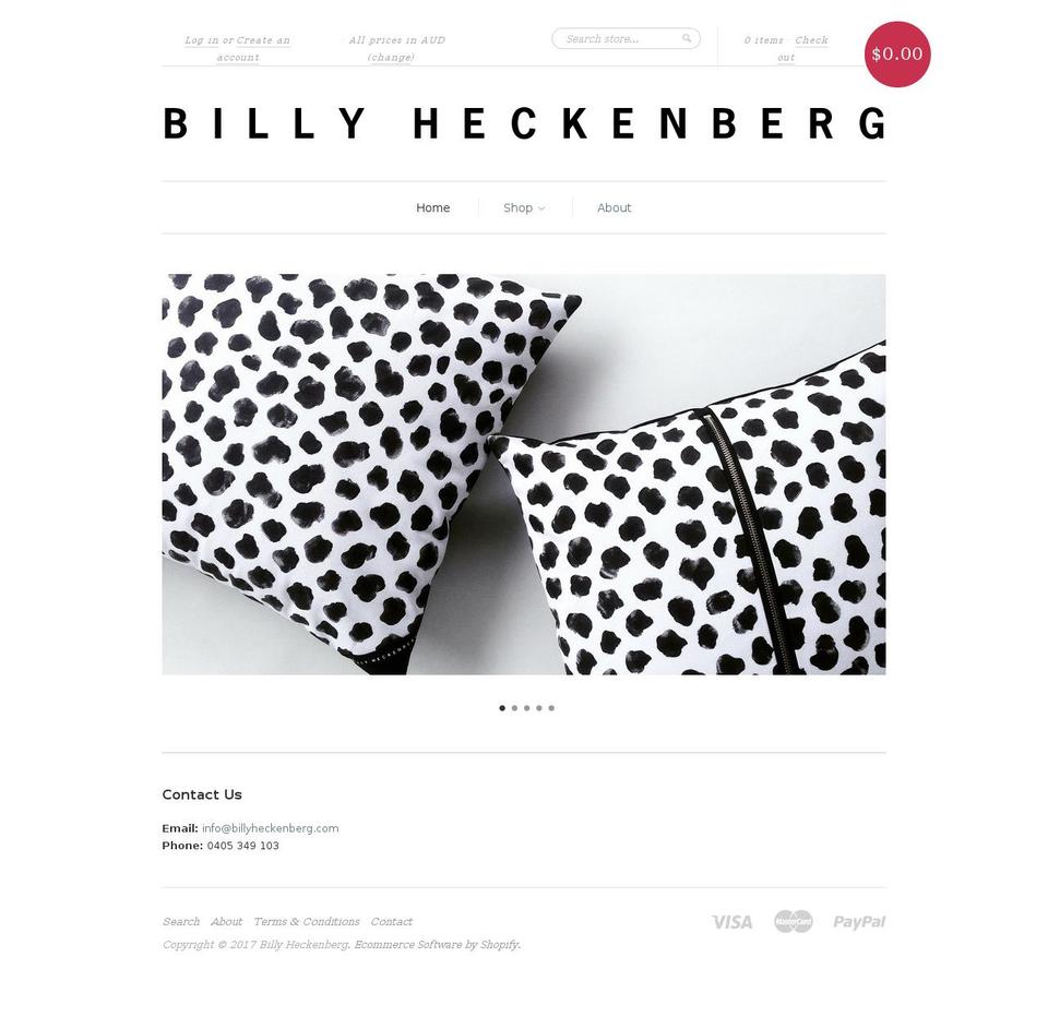 billyheckenberg.com shopify website screenshot