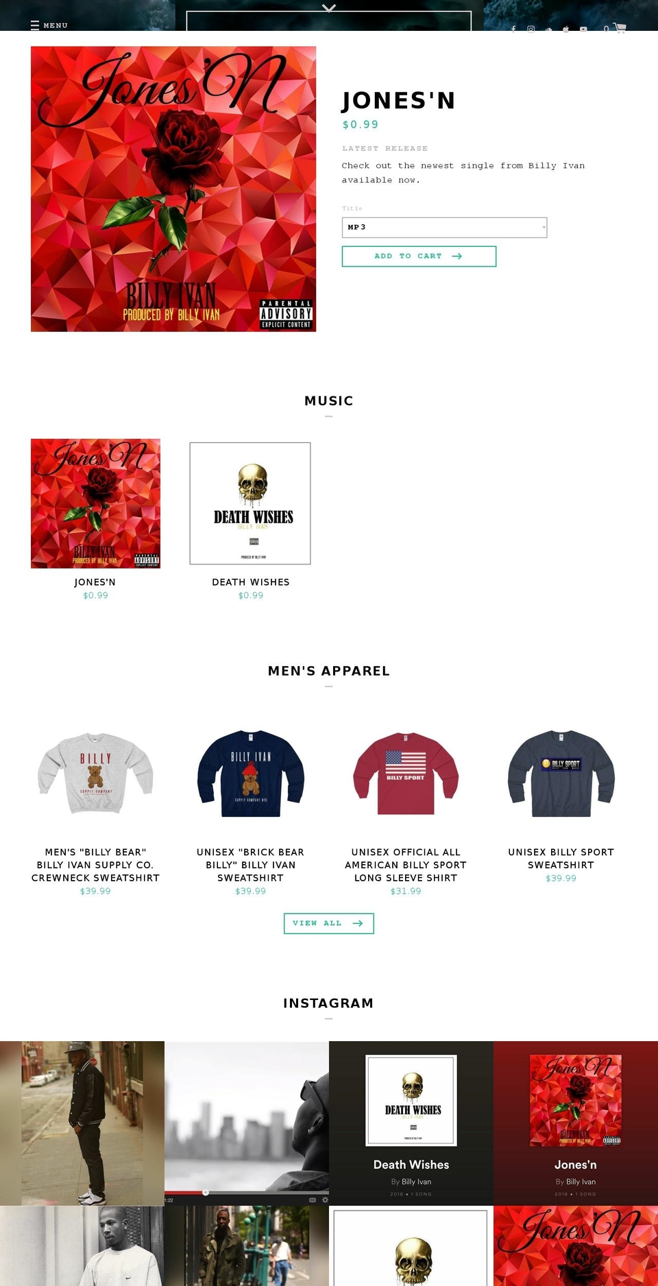 billyivan.com — Shopify storefront screenshot
