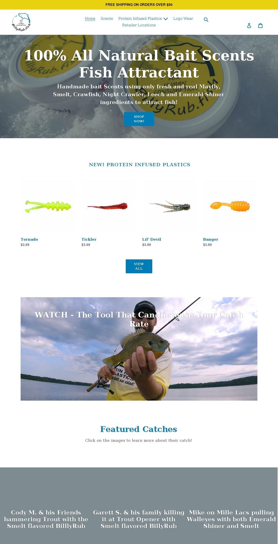 billyrub.fish shopify website screenshot