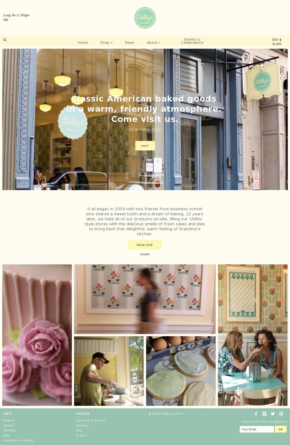 Zapiet Shopify theme site example billysbakerynyc.com