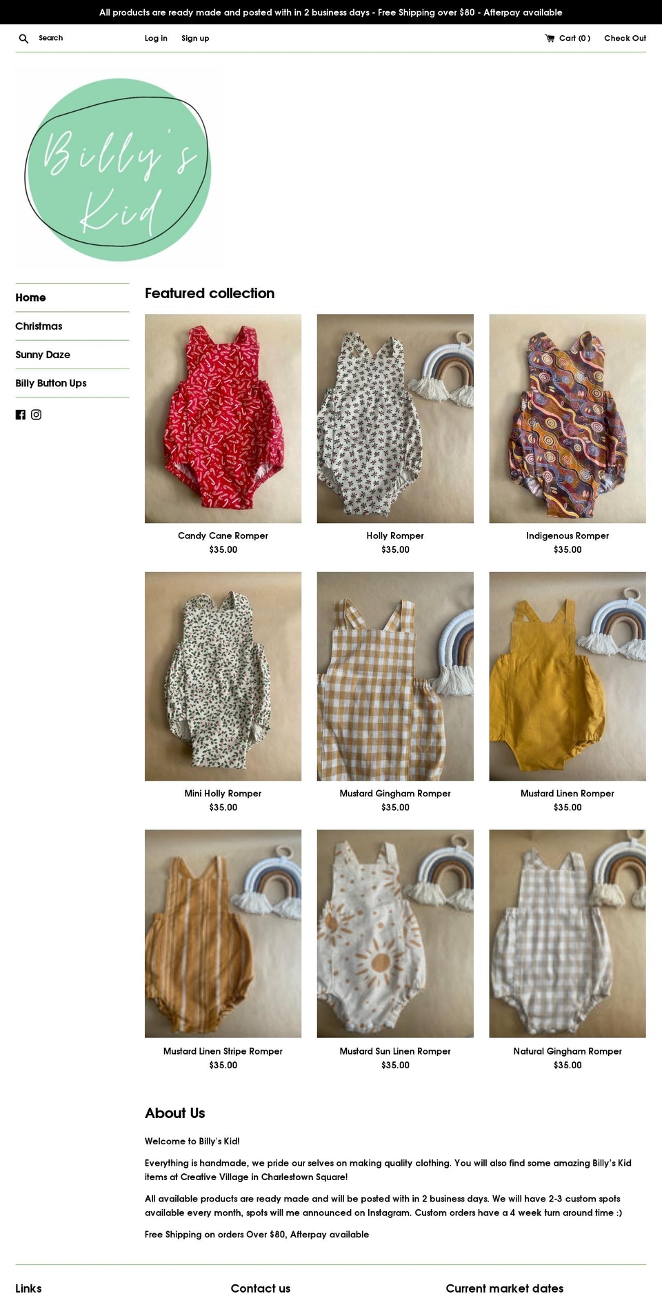 billyskid.com — Shopify storefront screenshot