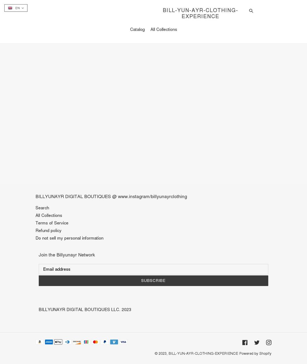 billyunayr.com shopify website screenshot