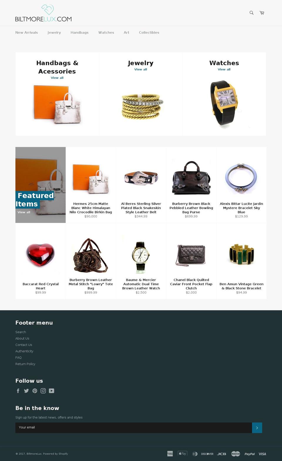 biltmorelux.com shopify website screenshot