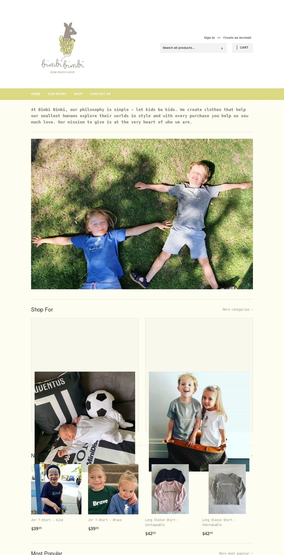 bimbibimbi.com.au shopify website screenshot