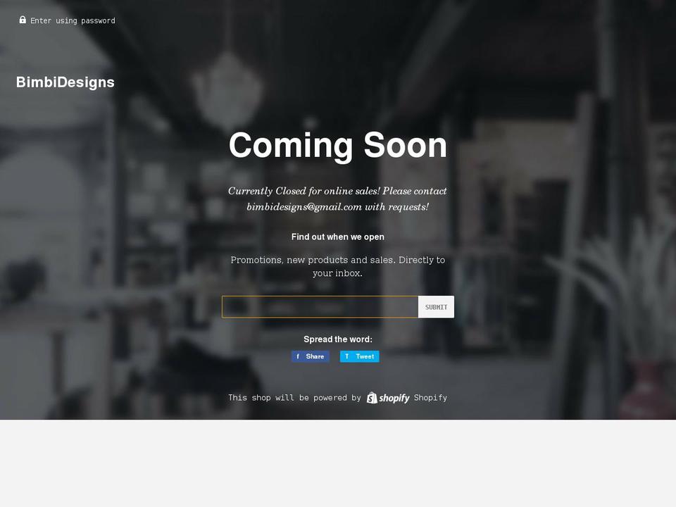 bimbidesigns.com — Shopify storefront screenshot