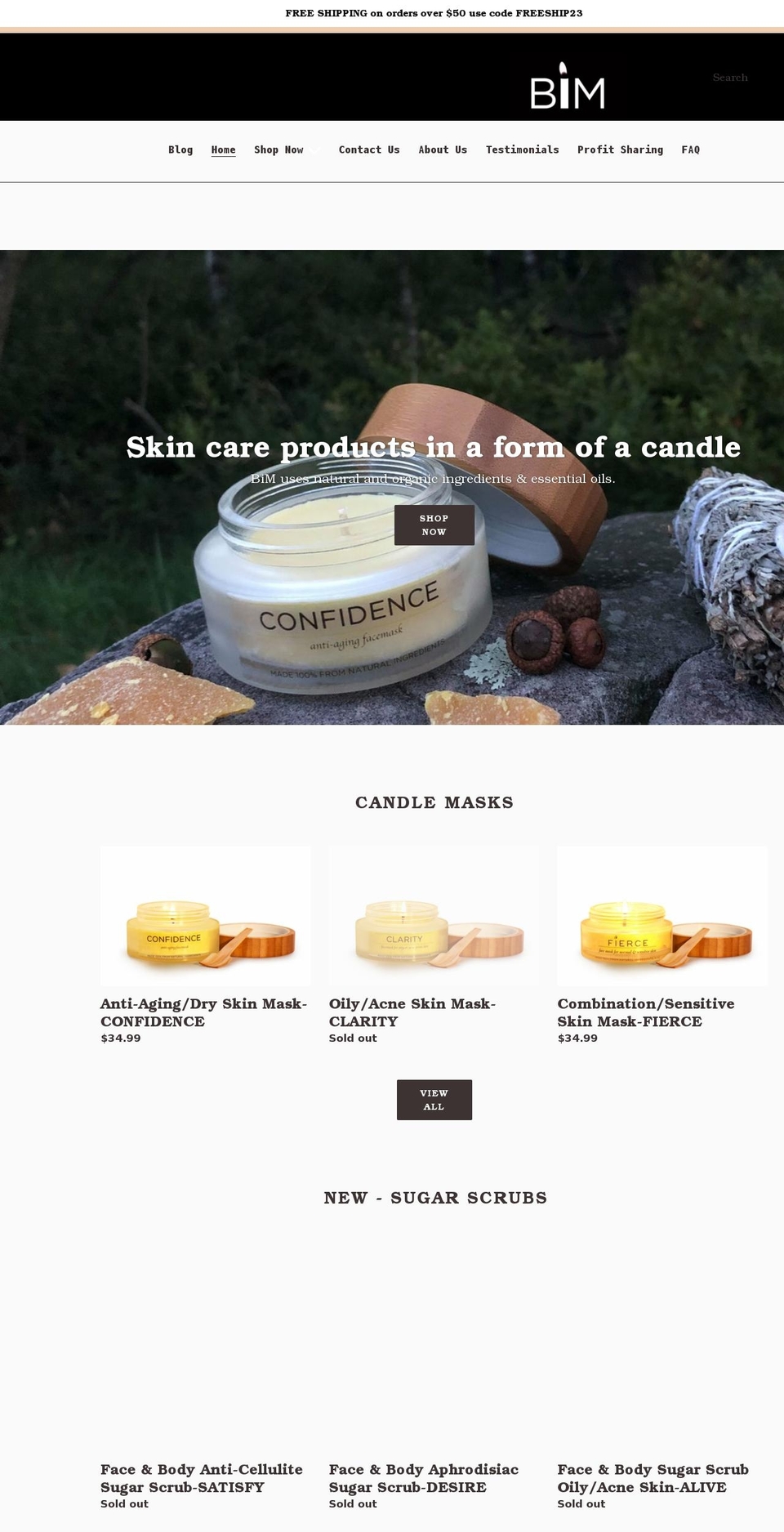 bimcandlemask.com shopify website screenshot