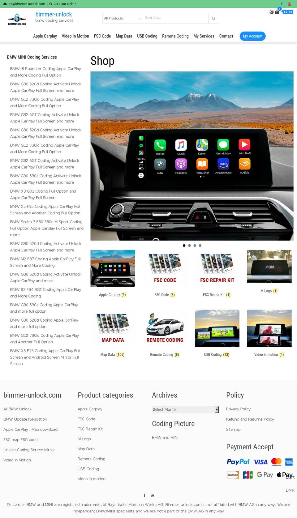 bimmer-unlock.com — Shopify storefront screenshot