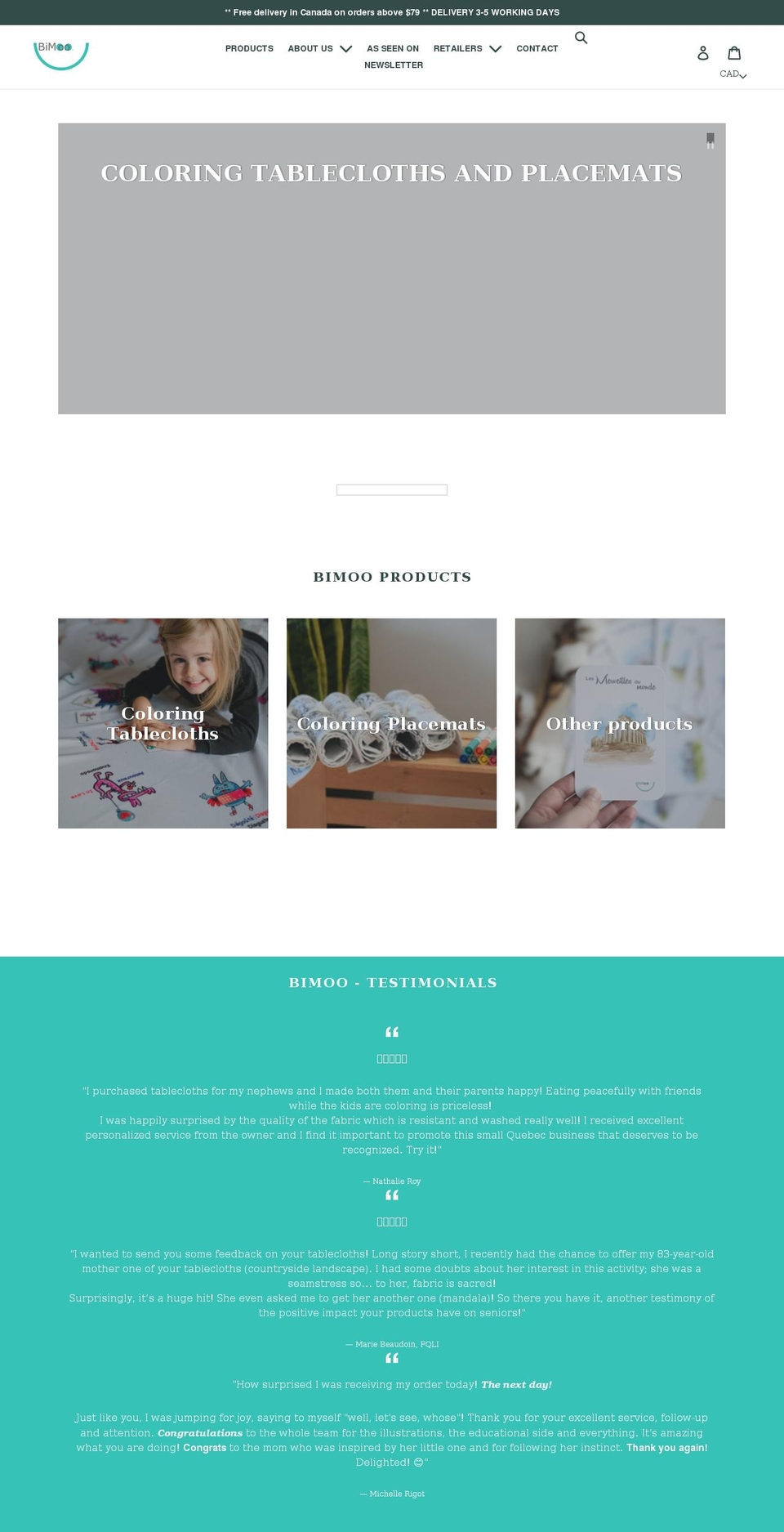 bimoo.ca shopify website screenshot