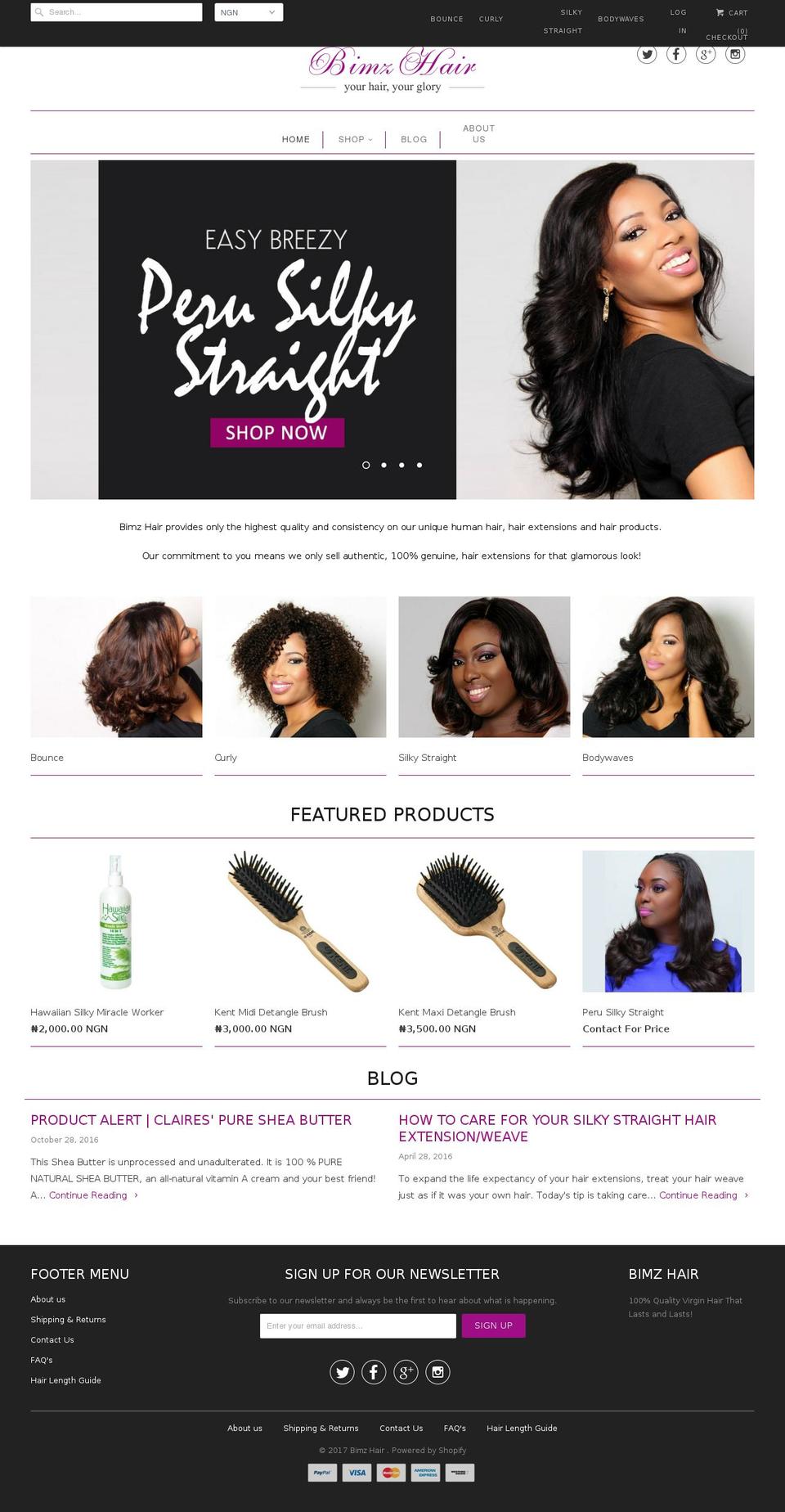 bimzhair.com shopify website screenshot