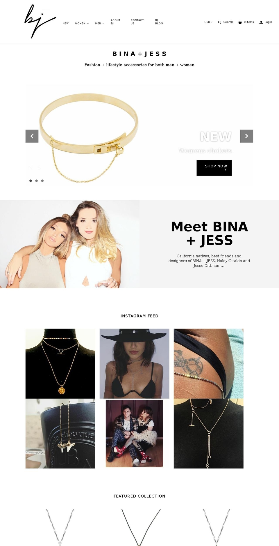 binaandjess.com shopify website screenshot