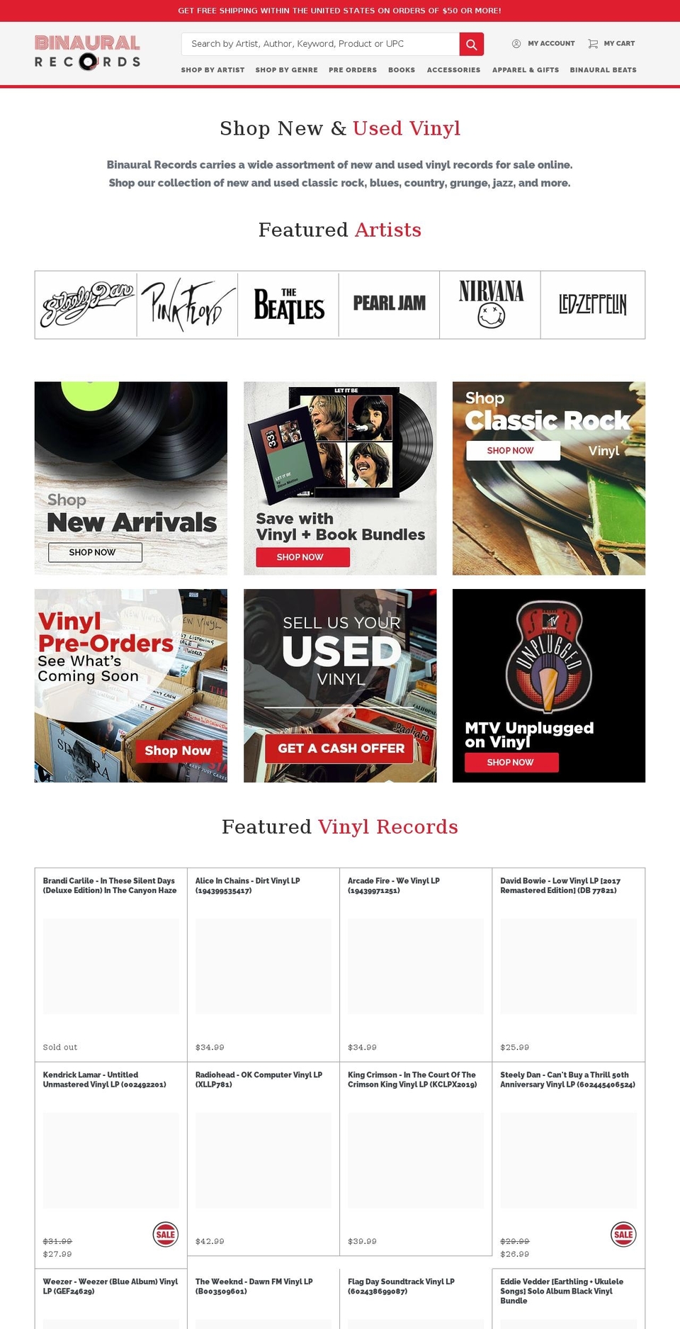 binauralrecords.com shopify website screenshot