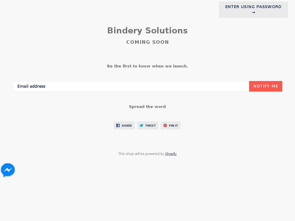 binderysolutions.equipment shopify website screenshot