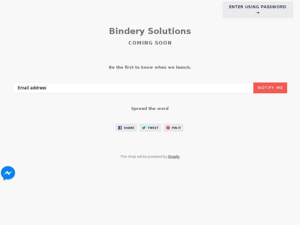 binderysolutions.net shopify website screenshot