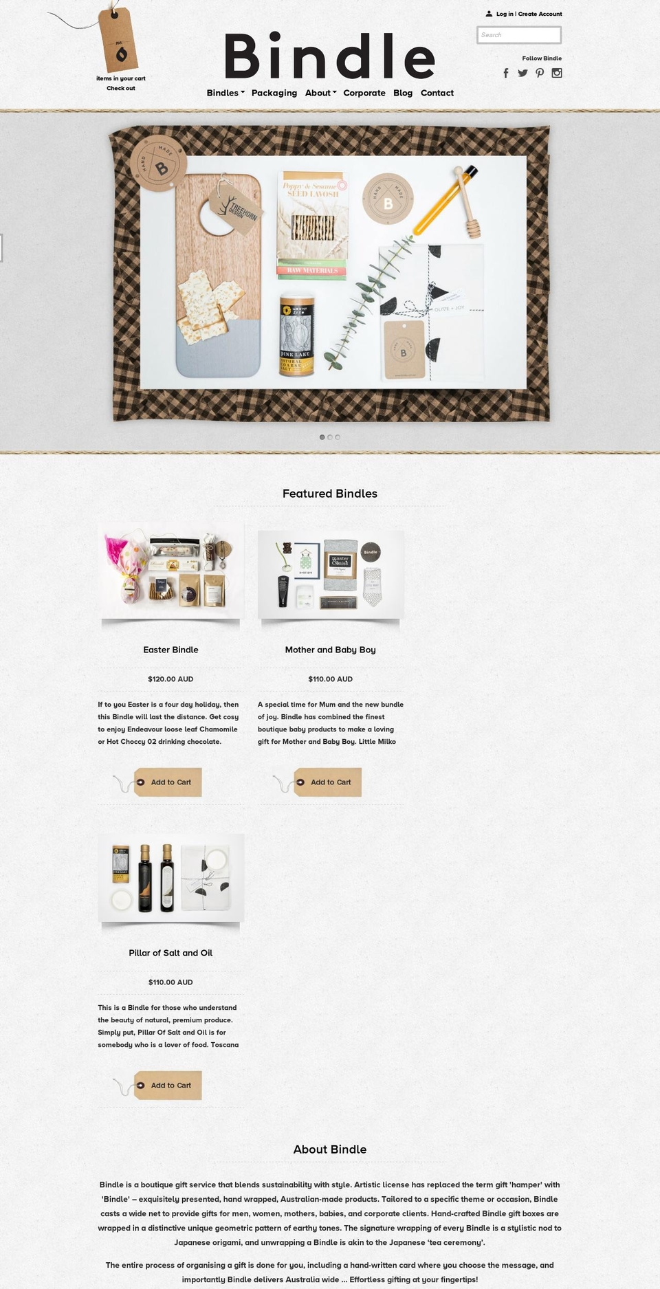 bindle.com.au shopify website screenshot