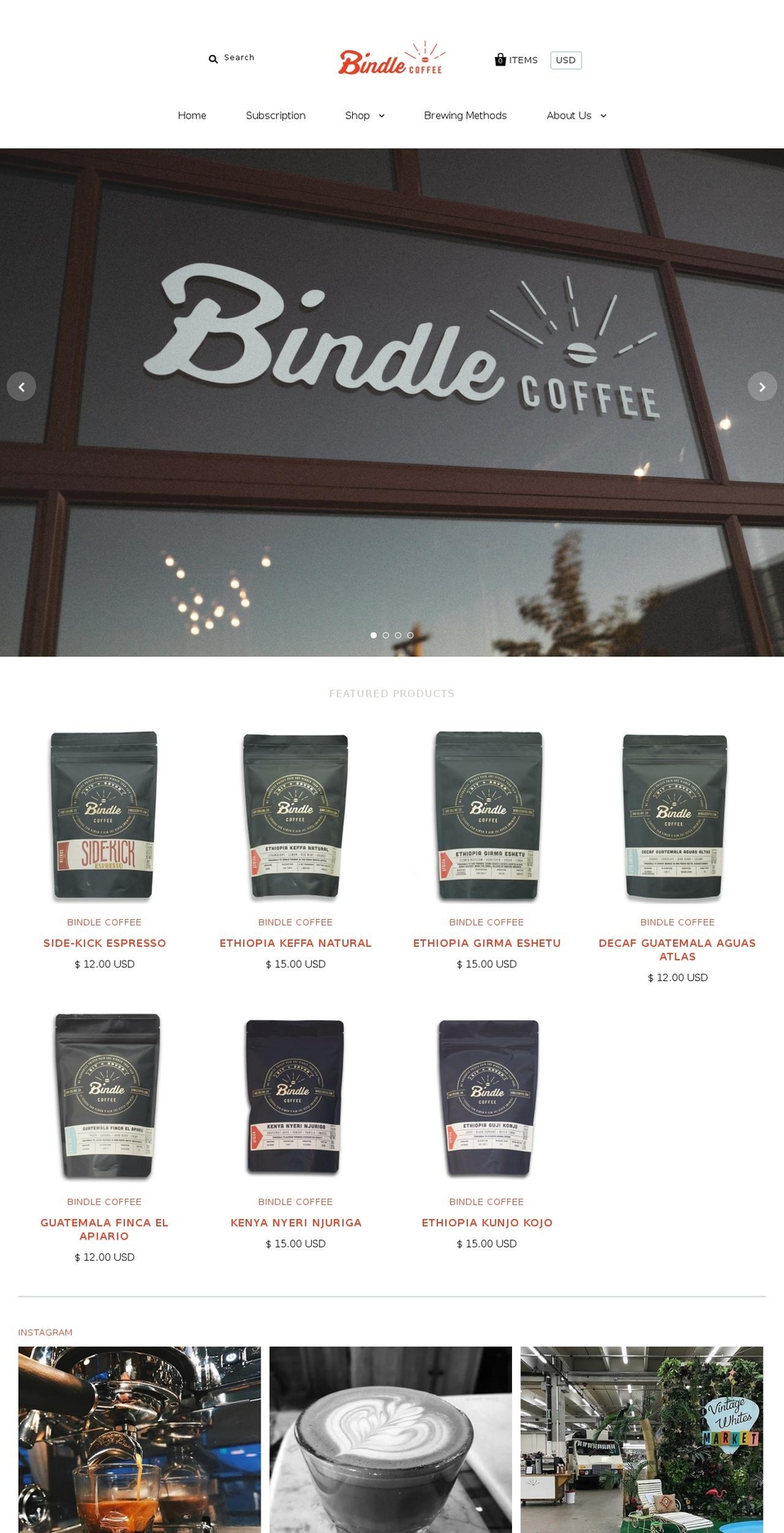 bindlecoffee.com shopify website screenshot