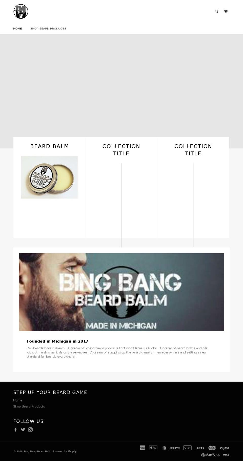 bingbangbeardbalm.com — Shopify storefront screenshot