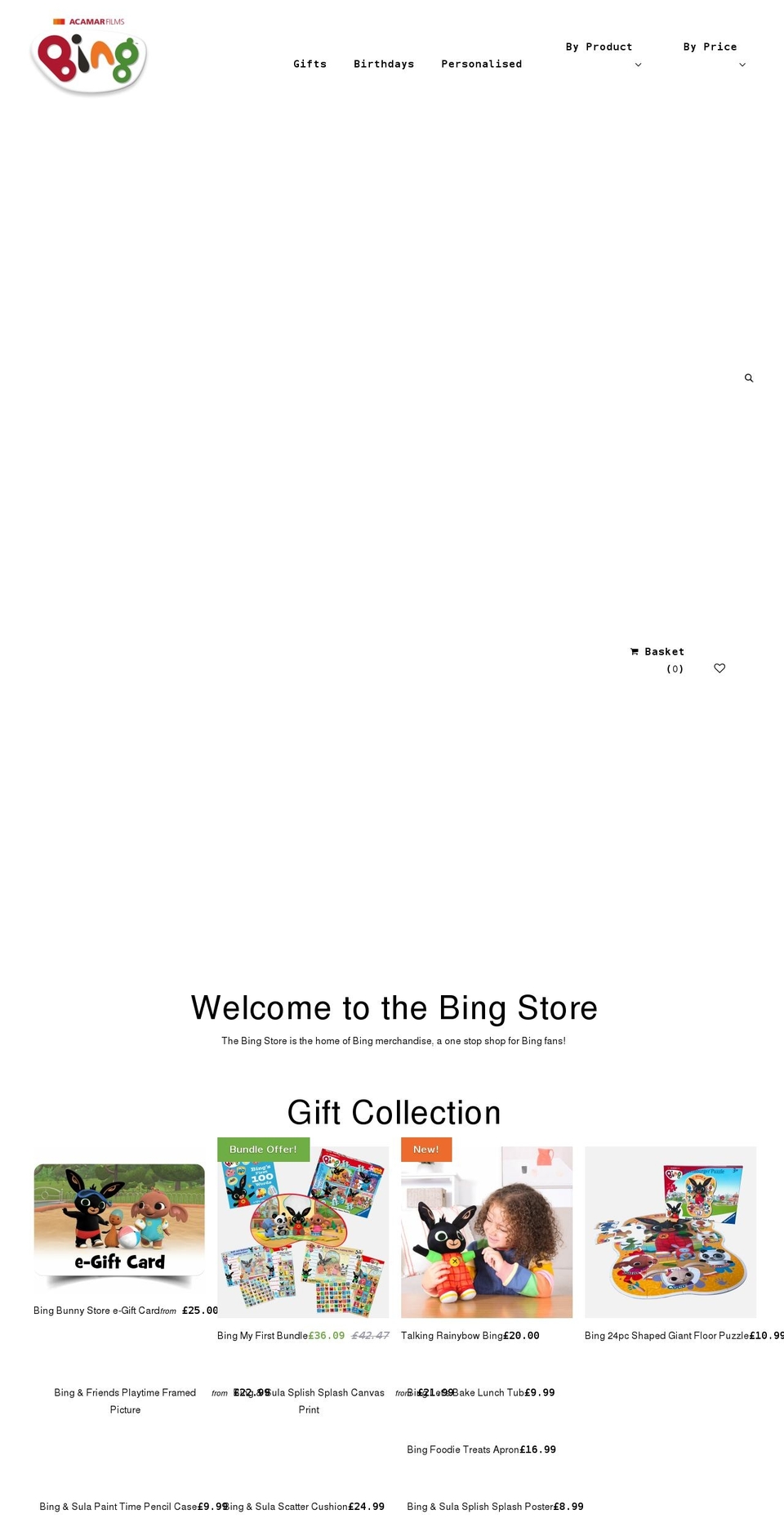 bingbunnystore.com shopify website screenshot