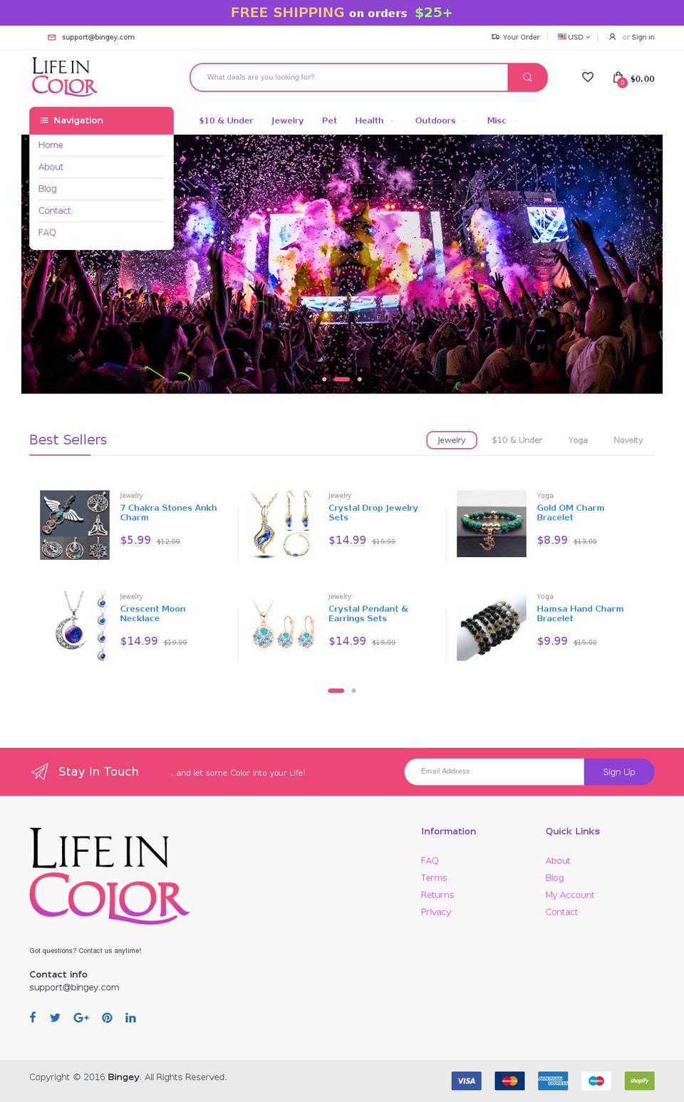 bingey.com shopify website screenshot