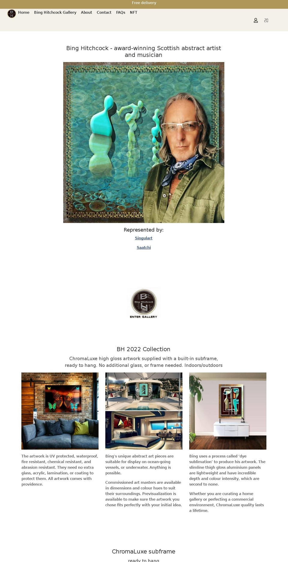 binghitchcockart.com shopify website screenshot