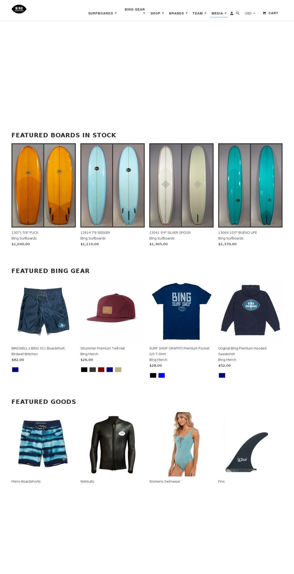 bingsurf.com — Shopify storefront screenshot