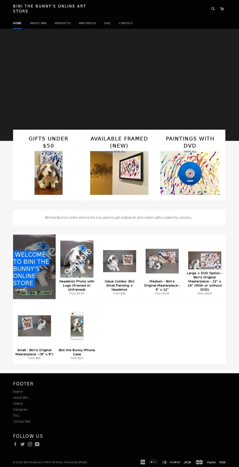 binithebunny.com shopify website screenshot