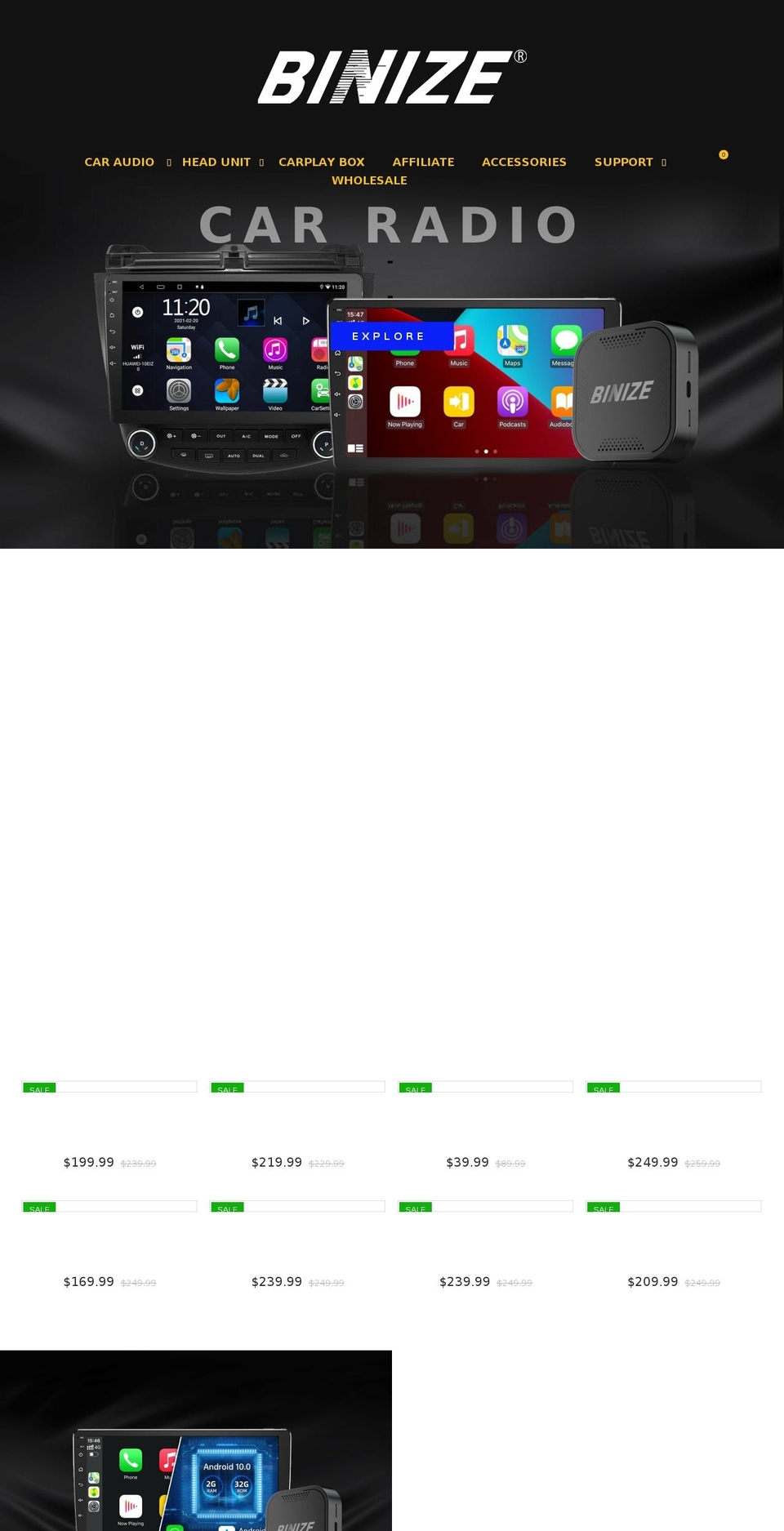 binize.com shopify website screenshot