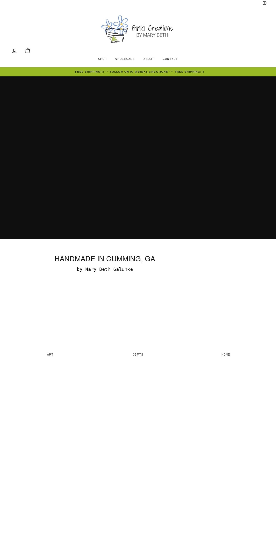 binkicreations.com — Shopify storefront screenshot
