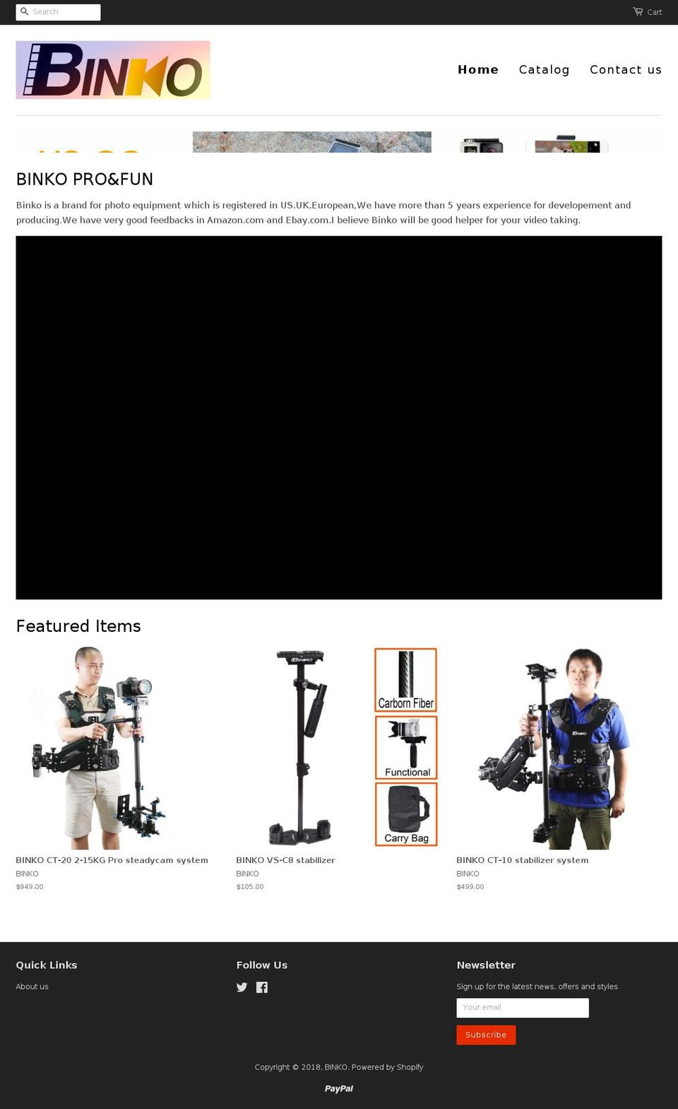 binkoglobal.com shopify website screenshot