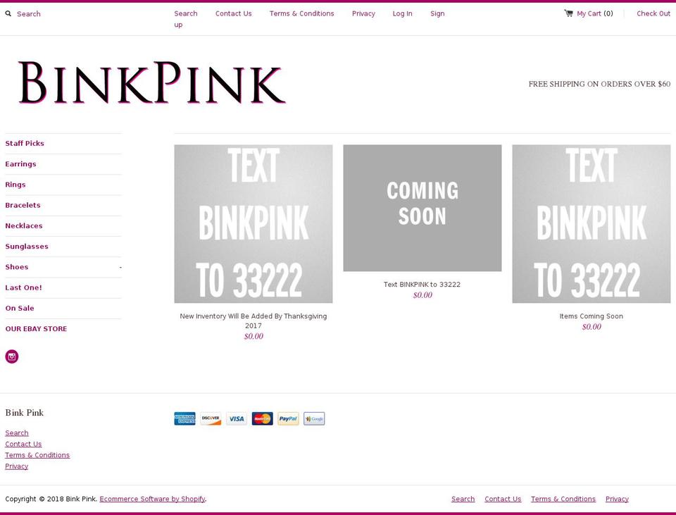 binkpink.com shopify website screenshot