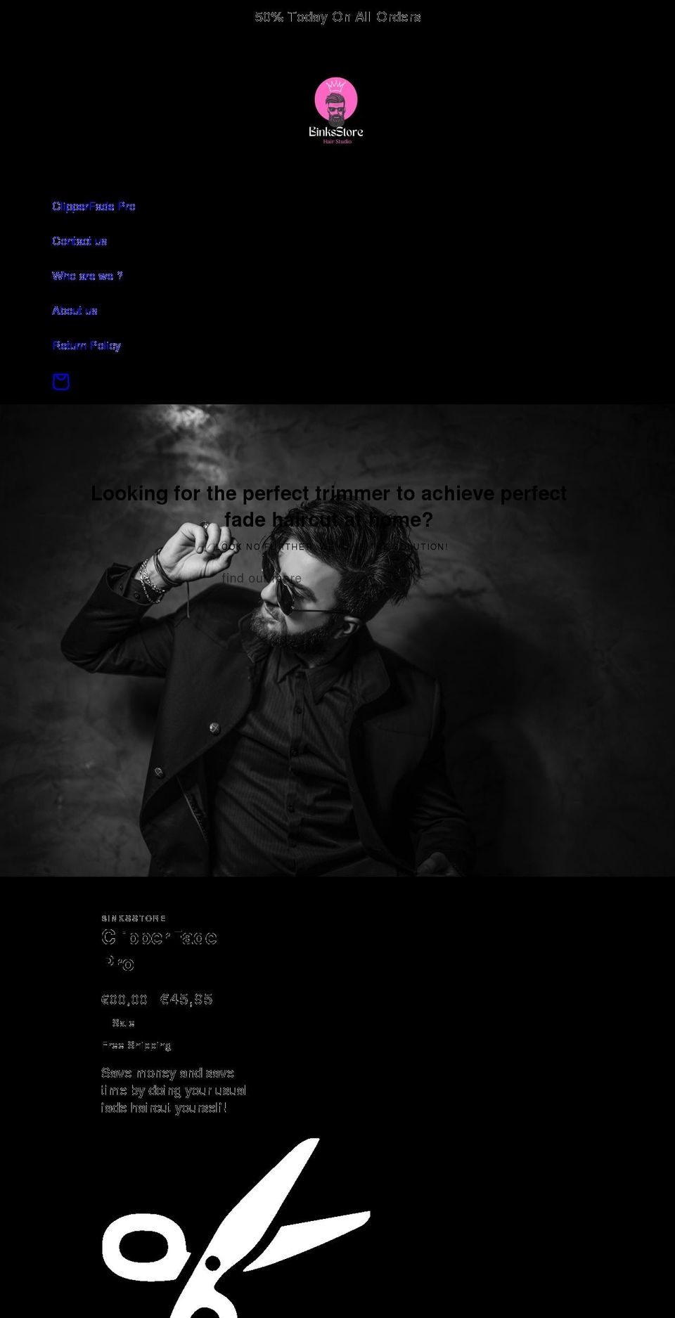 binksstore.com shopify website screenshot