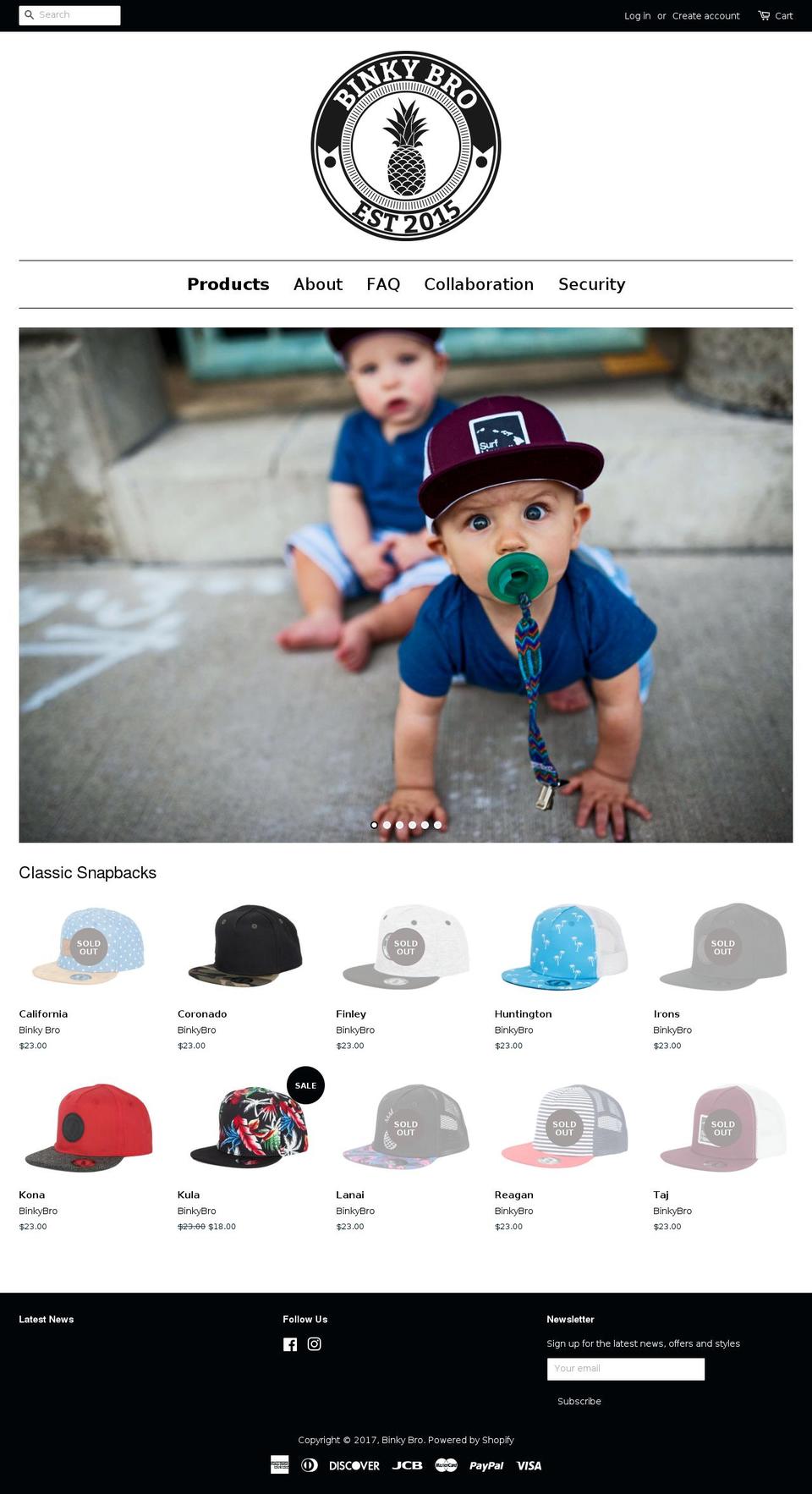 binkybro.com shopify website screenshot