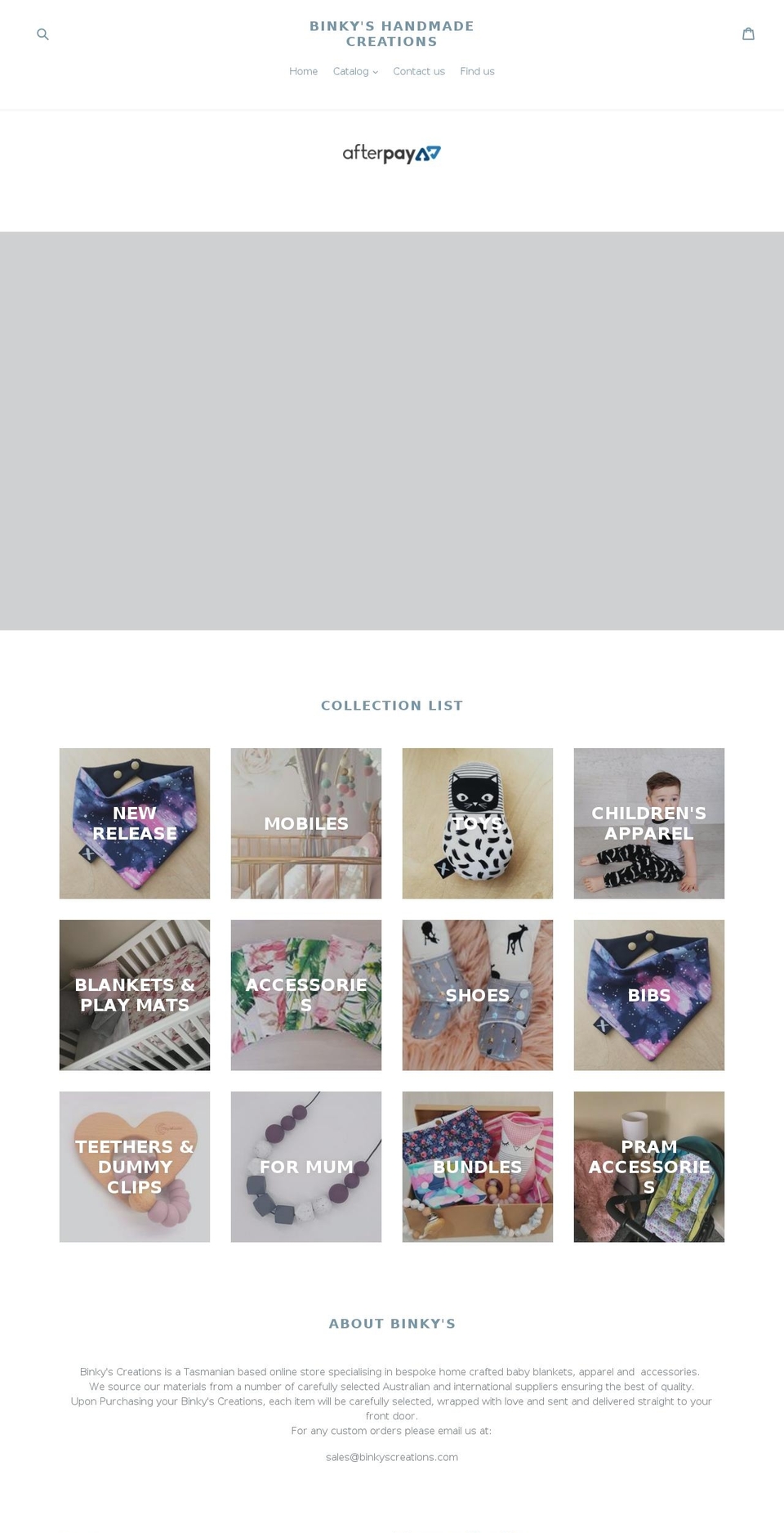 binkyscreations.com — Shopify storefront screenshot